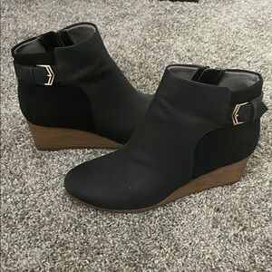 Black Wedge Ankle Boots